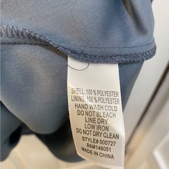 Women's Blue Swiss Dot Dress Knee Length Short Ruffle Sleeve Size M - Picture 7 of 7